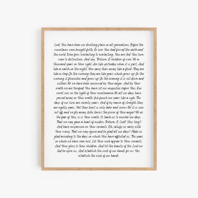 Psalm 90 Handwritten Sign, Psalm Wall Art, Modern Christian Art, Biblical Wall Art, Scripture ...