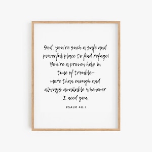 Psalm 46:1 The Passion Translation, Modern Christian Art, Handwritten Bible Verse Printable, Teen Room Prints