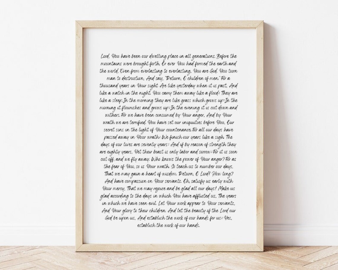 Psalm 90 Handwritten Sign, Psalm Wall Art, Modern Christian Art, Biblical Wall Art, Scripture ...