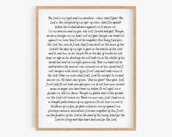 Psalm 27 Handwritten, The Lord Is My Light, Christian Home Wall Décor Printable, Bible Verse Wall Art, Modern Scripture, Baptism Gift