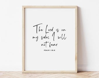 Salmo 118, El Señor está conmigo, no temeré, Decoración de iglesia, Versículos bíblicos para memorizar, Póster cristiano moderno en negrita, Citas bíblicas