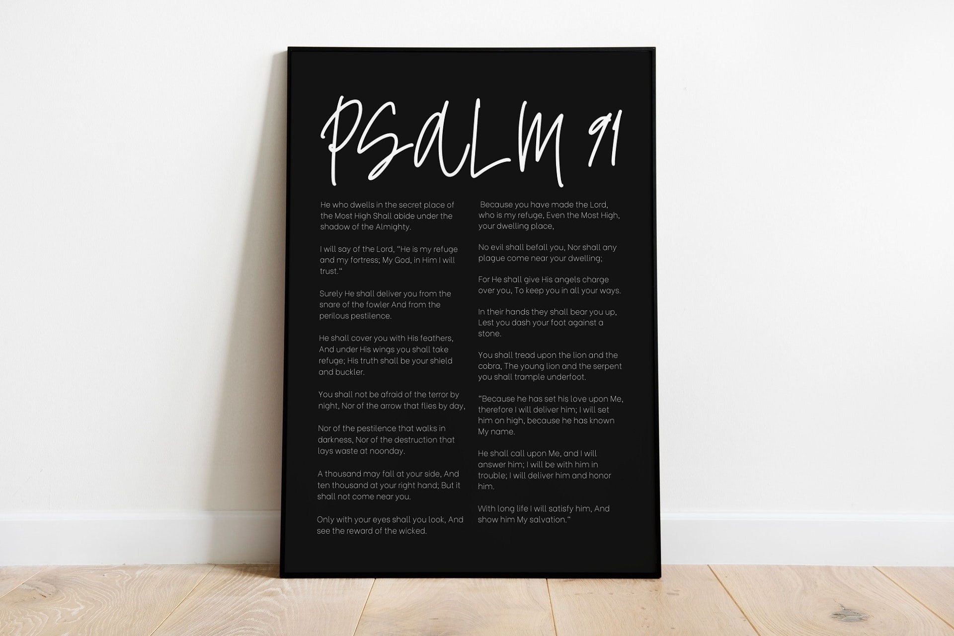 Psalm 91 Christian Poster Bible Verse Wall Art, Scripture Artwork, He ...