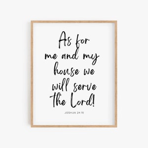 As For Me And My House, Joshua 24:15 Handwritten Bible Verse Print, Housewarming Gift For Christian Home