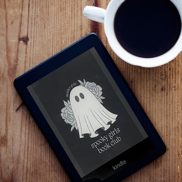 Spooky Girls Book Club Kindle Lock Screen | Bookstagram Booktok Ghost Kindle Background