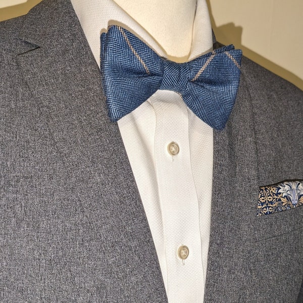 Blue Tweed Bow Tie