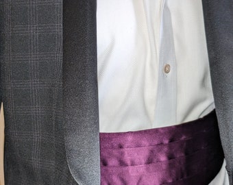 Purple Silk Cummerbund 36 - 42 inches Eggplant