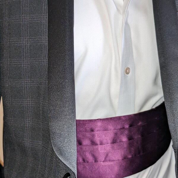 Purple Silk Cummerbund 36 - 42 inches Eggplant