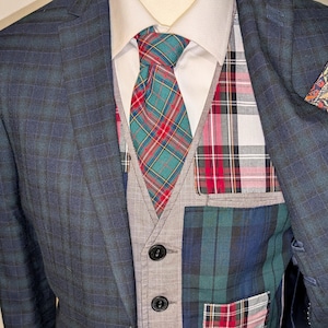 Gilet patchwork tartan 38 39 Chest Black Watch