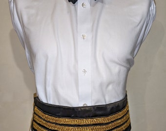 Gold Braid Cummerbund Dark Brown Silk