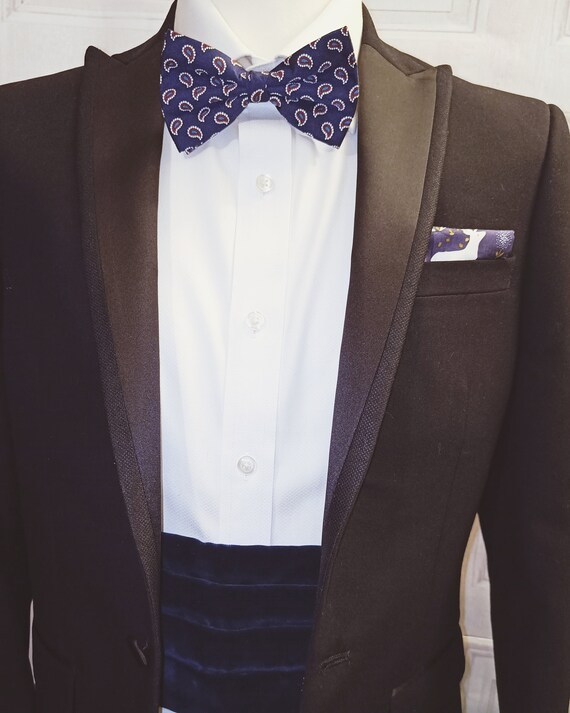 Blue Velvet Cummerbund Made in England Luxury Cotton … Gem