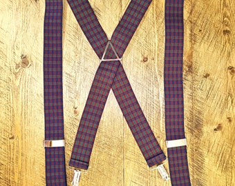 Tartan Braces Suspenders in Red Blue & Green