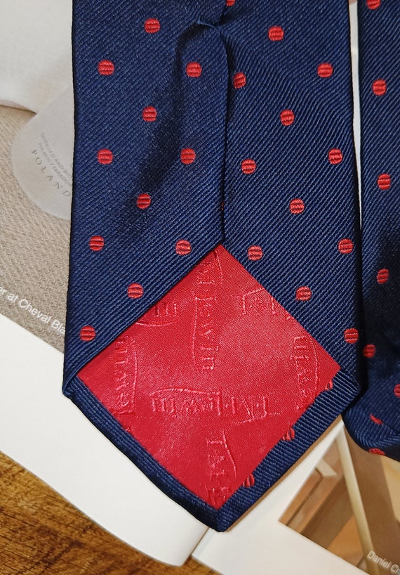 Navy Blue & Red Silk Necktie British - image 3