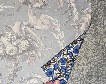 Toile and Liberty Blue and White Pocket Square Astell Reece William Morris Hand Tailored in England