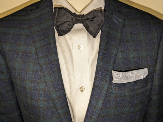 Black Bow Tie Vintage Art Deco Silk Twill - image 1