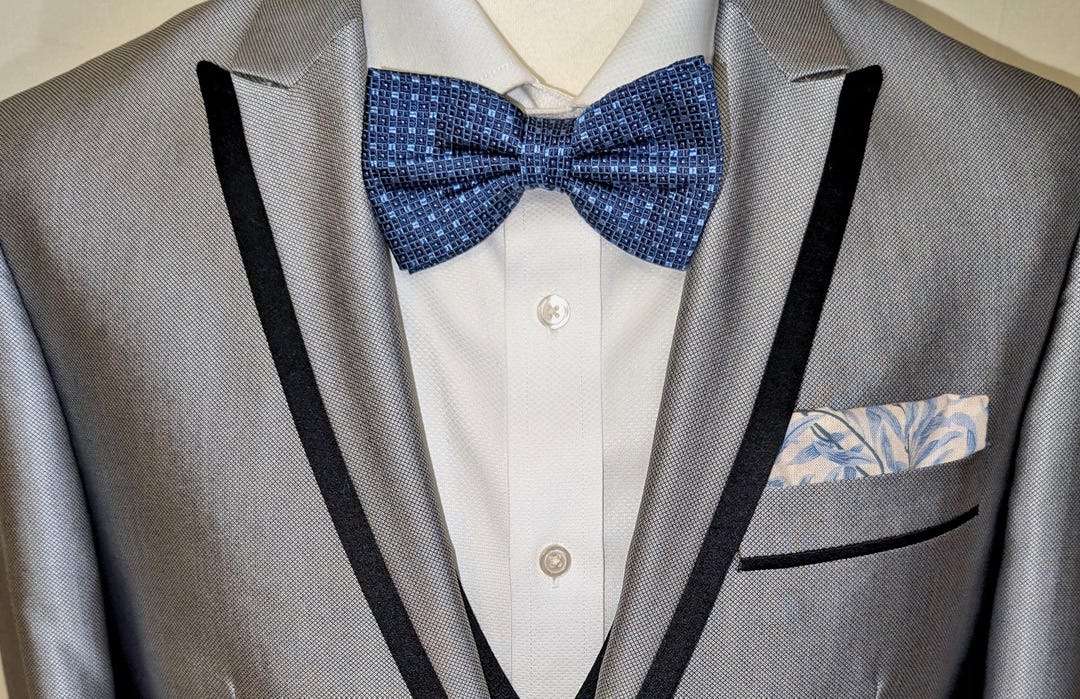 Navy Lurex Berries Silk/Rayon Bow Tie