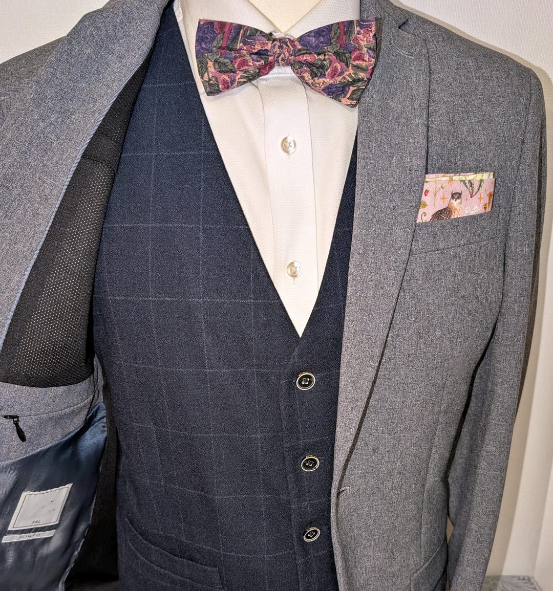 Dark Blue Check Waistcoat 40 Inch Chest Spitalfields London - Etsy UK