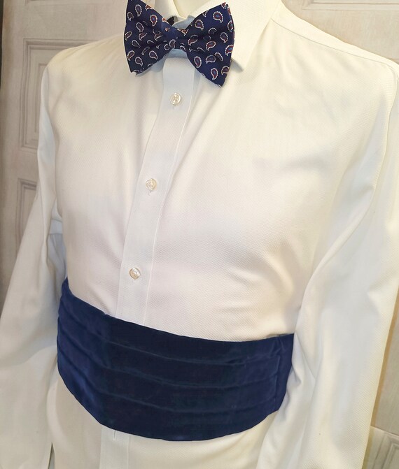 Blue Velvet Cummerbund Made in England Luxury Cotton … Gem