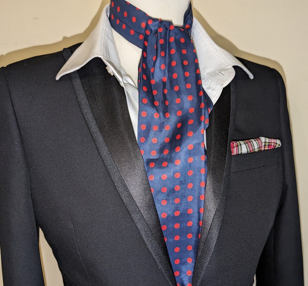 Men's Royal Navy Regimental Striped Ascot Cravat - Navy/Red/White With Anchor, One Size - View #10