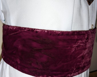 Wine Red Velvet Cummerbund Silk 36 - 40 Inch Waist