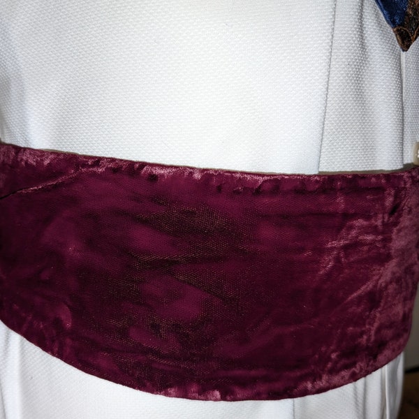 Wine Red Velvet Cummerbund Silk 36 - 40 Inch Waist