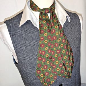 Green Yellow and Red Cravat Ascot by Tootal of England