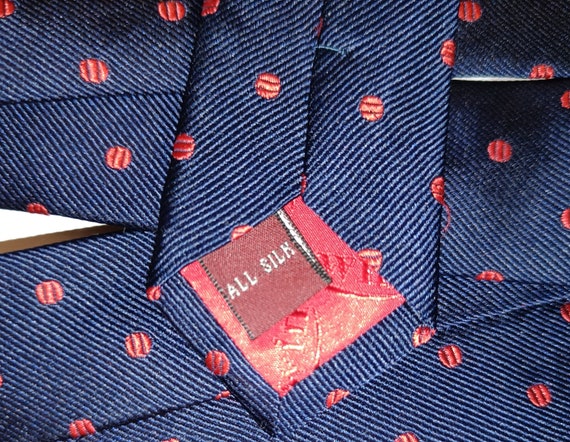 Navy Blue & Red Silk Necktie British - image 5