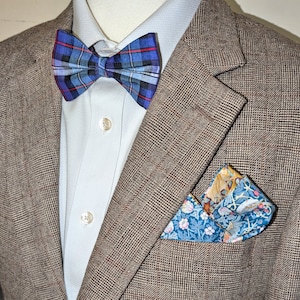 Blaue Seiden Tartan Fliege