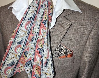 Orange and Black Paisley Cravat Ascot in Silk