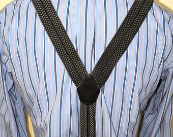 Black and Grey Braces Suspenders Leather Joins