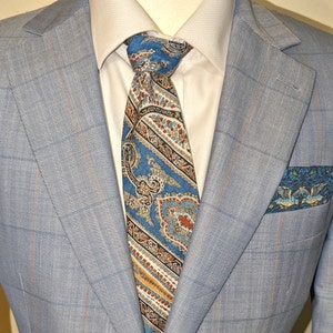 Liberty Light Blue Paisley Necktie Stripe Tana Lawn