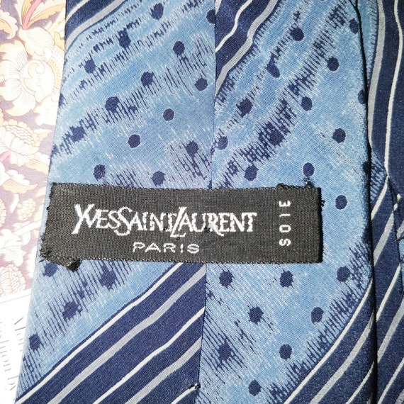 Blue Silk Necktie YSL Yves St Laurent - image 4