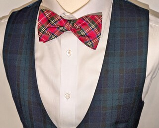 Set Cravatta E Fazzoletto Uomo Royal Stewart Tartan | Rosso Verde Giallo Adulto Tessuto Policotone Fatto A Mano UK