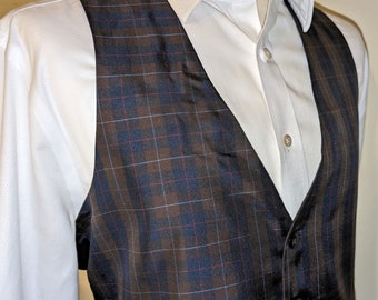 Blue Tartan Silk Waistcoat Tartan 38 Inch Chest
