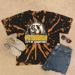 Pittsburgh City of Champions Bleach Dye Tee