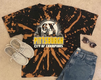 Maglietta Pittsburgh City of Champions con tintura candeggiata