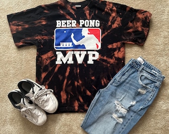 Maglietta con stampa candeggina MVP del Beer Pong