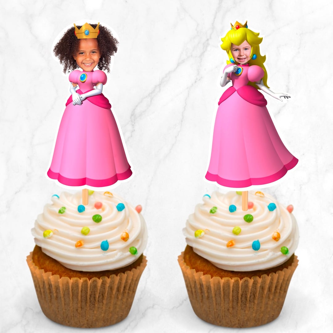 Princess Peach Cupcake Toppers, Photo Cupcake Toppers, Cupcake Toppers