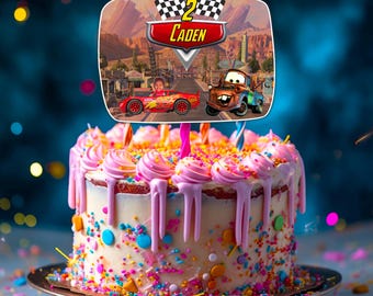 Cars Photo Cake Topper, Lightning McQueen, Mater (Digital)