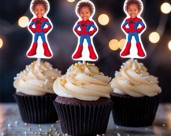 Spiderman Photo Cupcake Toppers, Spidey Birthday Theme