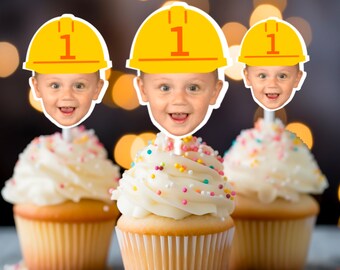 Construction Photo Cupcake Toppers, Birthday Party Decor