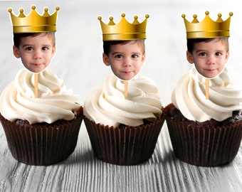 King Photo Cupcake Toppers, Prince Birthday Theme (PDF)