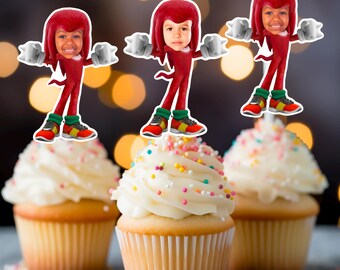 Knuckles Photo Cupcake Toppers, Sonic Birthday Theme