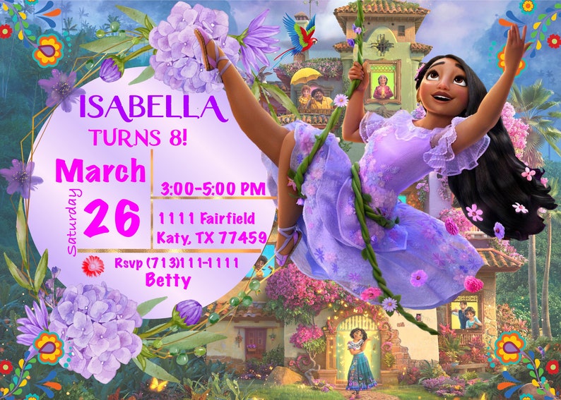 Isabella Invitation, Isabella Birthday Party Invitation, Isabella Party Invitation Digital, Encanto Isabella Invitation 