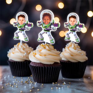 Buzz Lightyear Face Cupcake Toppers Face Cupcake Toppers, Custom Cupcake Toppers Superhero Inspired, Digital File, funny toppers
