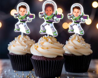 Custom Superhero Cupcake Toppers, Buzz Lightyear Face (Digital File)