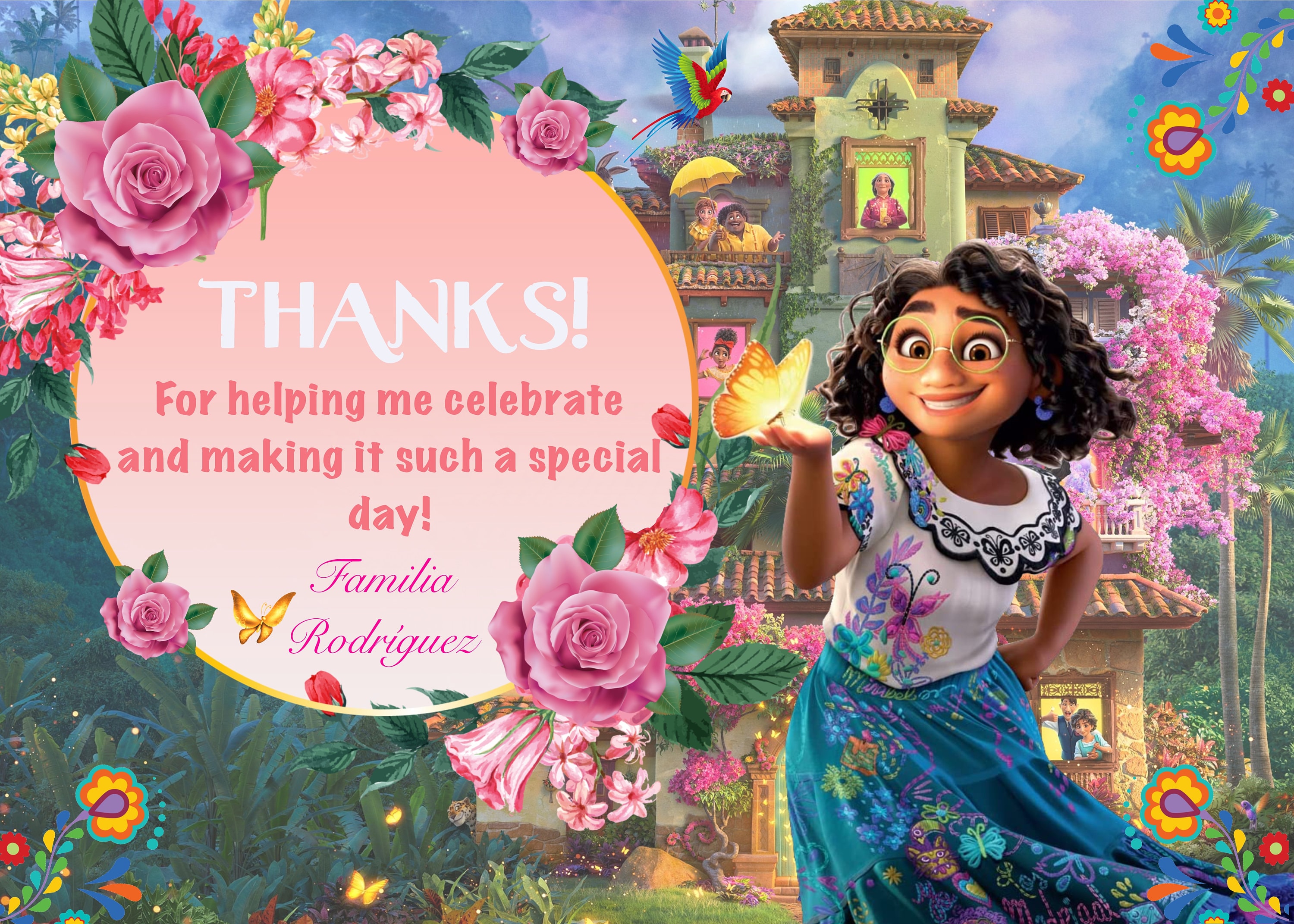 7 X 5 Encanto Digital Thank You Card Personalized Encanto Etsy UK