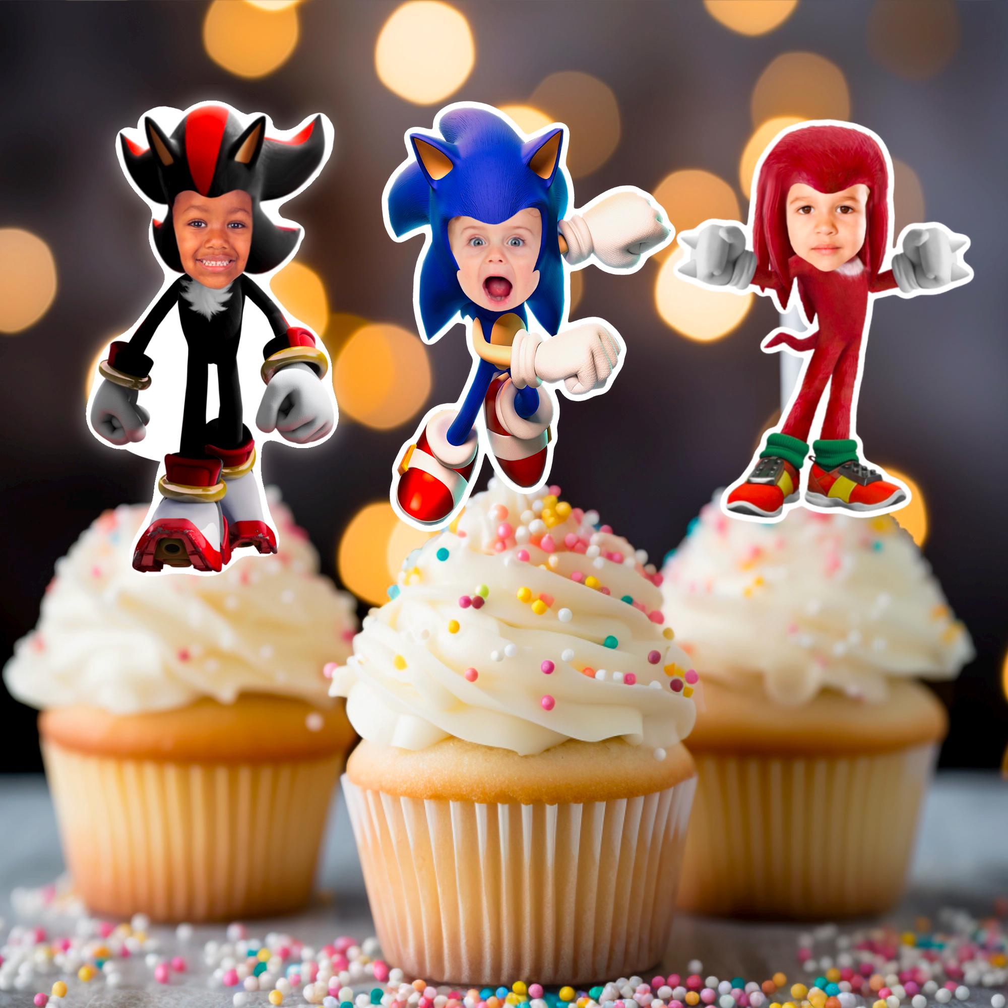 Sonic Cupcake Toppers, Photo Cupcake Toppers, Cupcake Toppers with Photo, Sonic and tails Birthday Theme, Sonic cupcake Toppers