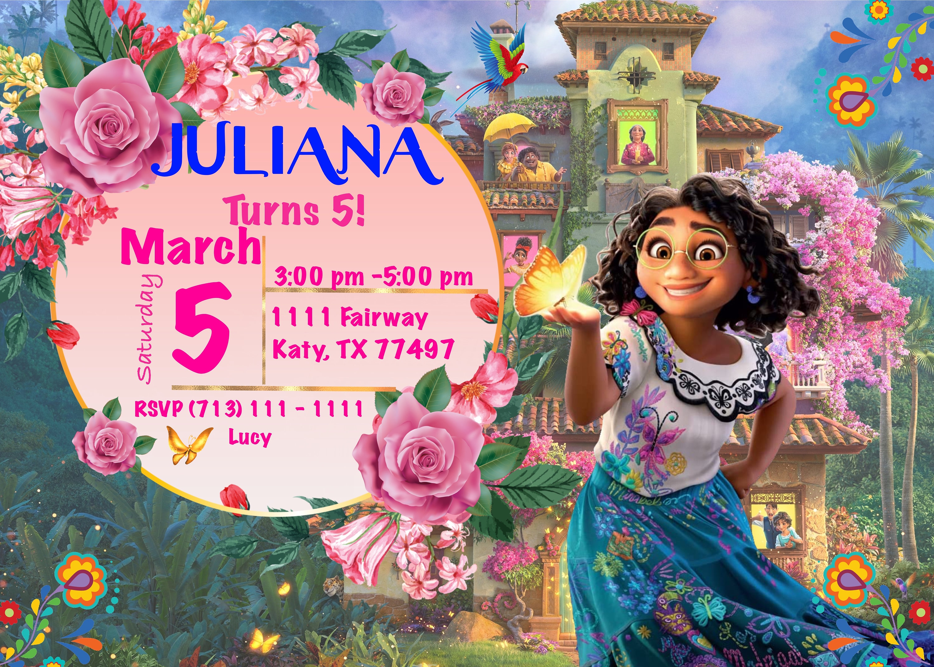 7 X 5 Encanto Digital Invitation Encanto Birthday Invitation Etsy