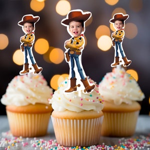 Digital Woody Cupcake Toppers, Photo Cupcake Toppers, Custom Cupcake Toppers, Toy Story Birthday Theme, Woody cupcake Toppers
