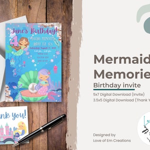 Mermaid Memories Birthday Invitation - Digital Download